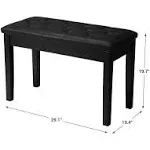 SONGMICS Duet Piano Bench with Padded Cushion and Storage Compartment for Music Books, Tufted Wooden Seat, Black ULPB074B01