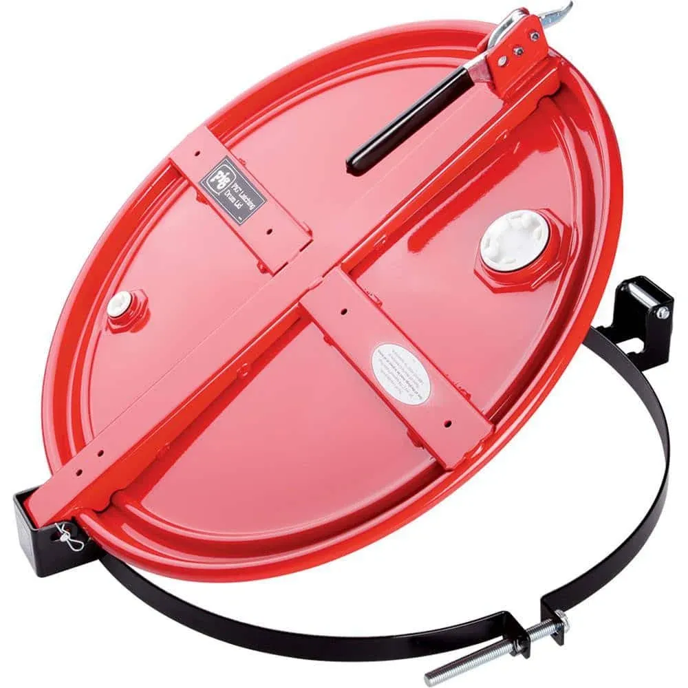 New Pig Latching Drum Lid with Fusible Plugs | For 55 Gallon Steel Drums | Bolt-Ring | FM-Approved | 26" L x 23" W x 4" H | Red | DRM1065-RD