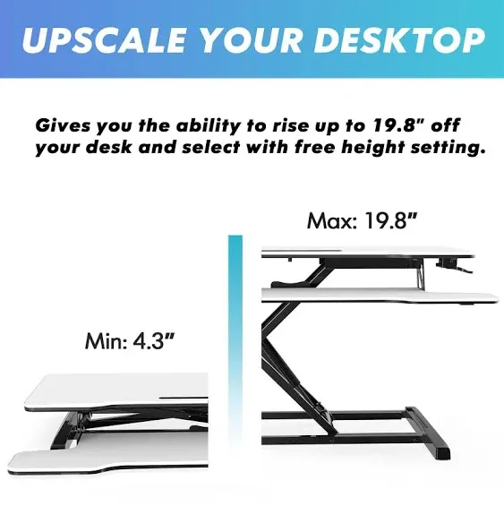 FITUEYES Height Adjustable Standing Desk 36 Wide Sit to Stand Converter Stand Up Desk Tabletop Workstation for Dual Monitor Riser Sd309101wb, Size: 36