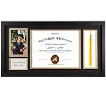 Golden State Art, 11x22 Black Diploma Frame with Tassel Holder for 8.5x11 Diploma and 4x6 Photo with Solid Wood and Tempered Glass, Black Over Gold Mat for Wall, Graduation Keepsakes, 1 Pack