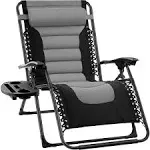 Best Choice Products Oversized Padded Zero Gravity Folding Outdoor Patio Recliner with Side Tray