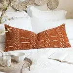 BlissBlush Brick Red Brown Soft Chenille Lumbar Pillow Cover, Boho Dec