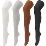 4 Pairs Thigh High Socks for Women Knit Long Over the Knee Socks Knee High Socks Gifts