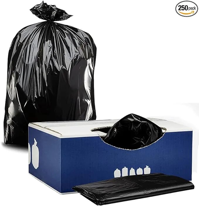 Plasticplace - W14LDB 12-16 Gallon Trash Bags │ 1.2 Mil │ Black Garbage Can Liners │ 24" x 31" (250 Count)