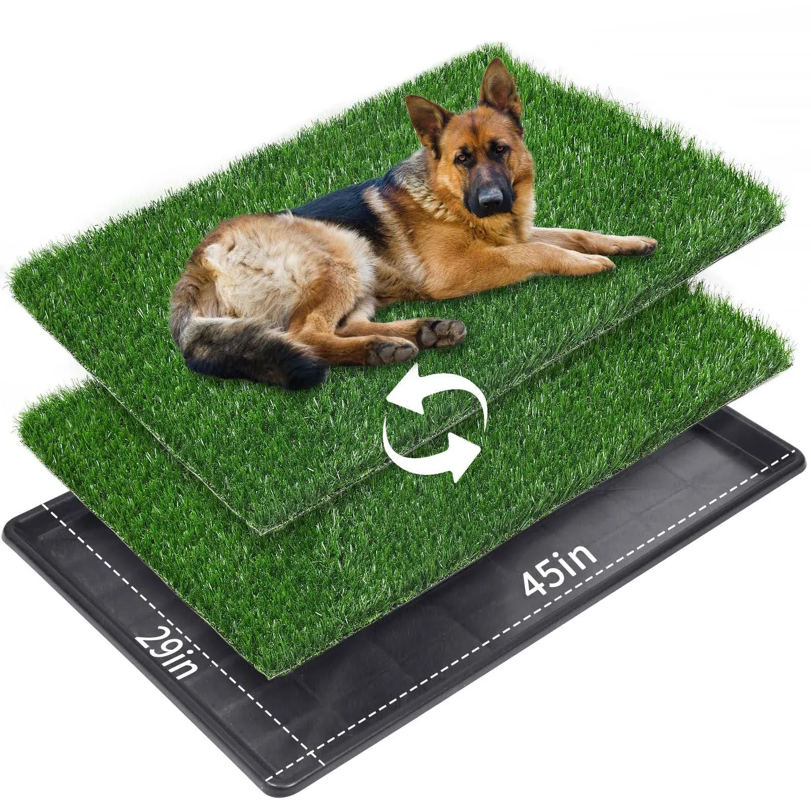 LOOBANI Extra Large Dog Grass Potty Tray with 2 Pack Replacement Artificial Grass Puppy Training Pads