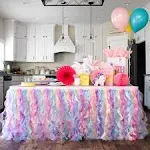 Bluekate Rainbow Tutu Table Skirt Double Layer Satin with Organza