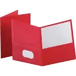 Oxford Twin-Pocket Folder, Embossed Leather Grain Paper, Red, 25-box