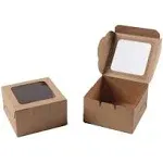 Juvale Kraft Paper Bakery Boxes - 25-Pack Single Pastry Box 4-Inch Packaging with Clear Display Window, Donut, Mini Cake, Pie Slice, De, Brown