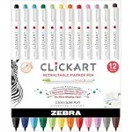 Zebra ClickArt Retractable Marker Pens, 12ct