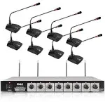 Pyle PDWM8300 VHF 8 Channel Wireless Desktop Microphone Receiver System Package