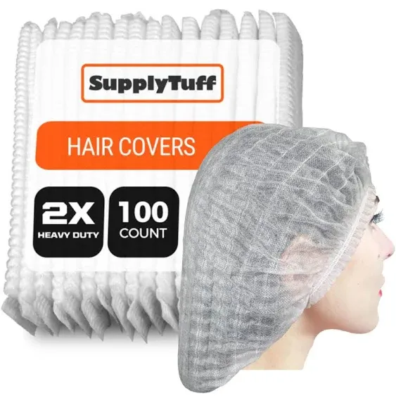 2X Heavy Duty Hair Nets Food Service, 100 Pack, 21", Disposable Bouffant Caps Hair Nets for Women Work, Cooking, Package may vary.