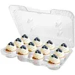 Stock Your Home 12-Compartment Disposable Containers (40 Count) - Plastic Mini Cupcake Containers