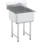 VEVOR Stainless Steel Sink, 1 Compartment Free Standing Small Sink Include Faucet & legs, 18"x41" Commercial Single Bowl Sinks for Garage, Restaurant, Kitchen, Laundry, NSF Certified