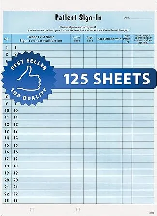 Tabbies 24541 - Patient Sign-in Label Forms, English/Spanish Bilingual Patient Sign-in Forms, Blue, 8-1/2"W x 11"H, 250/Pack by FilingSupplies