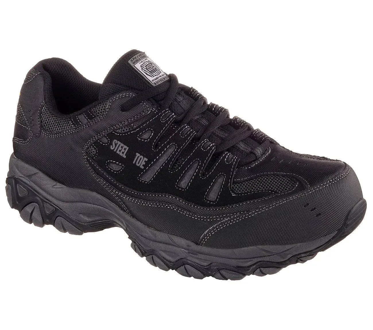 Skechers Work Relaxed Fit Cankton Men's Steel-Toe Shoes, 7 / Black Charcoal