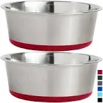 Stainless Steel Metal Dog Bowl Set of 2 Rubber Base Heavy Duty Feeding Dishes...