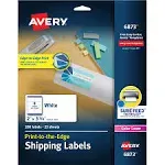 Avery Shipping Labels with Sure Feed, Print-to-the-Edge, 2" x 3-3/4", 200 White Labels (6873)