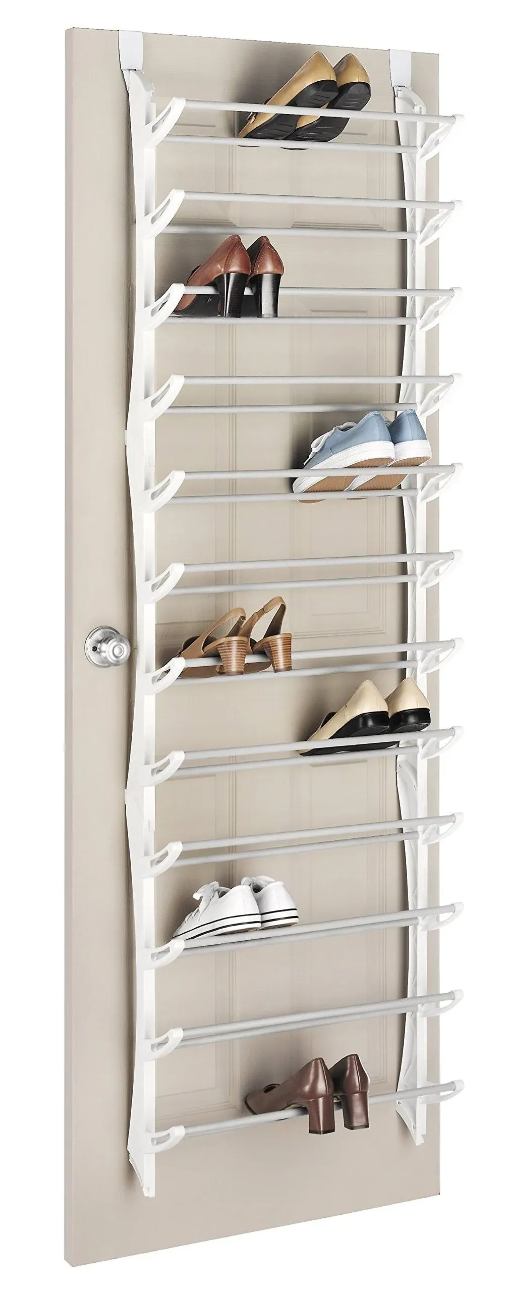 Whitmor 36-Pair Over the Door Shoe Rack, White