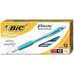 BIC&#174; Velocity Original Mechanical Pencil, 0.9 mm, HB (#2), Black Lead, Turquoise Barrel, Dozen ;