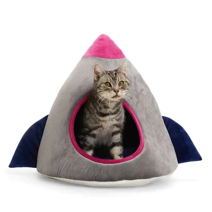 EveryYay Rocket Hooded Cat Bed, 20" L x 20" W x 18" H