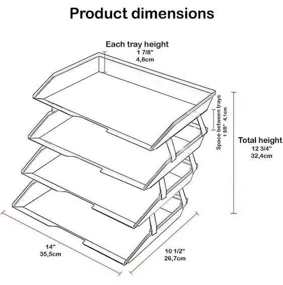 Acrimet 4 Tier Side Load Letter Tray Facility, Desktop File Organizer, A4 Letter Size Paper Organizer, Minimalist Storage Solution Paper Tray for Office, Home, Classroom (Plastic, White Color)