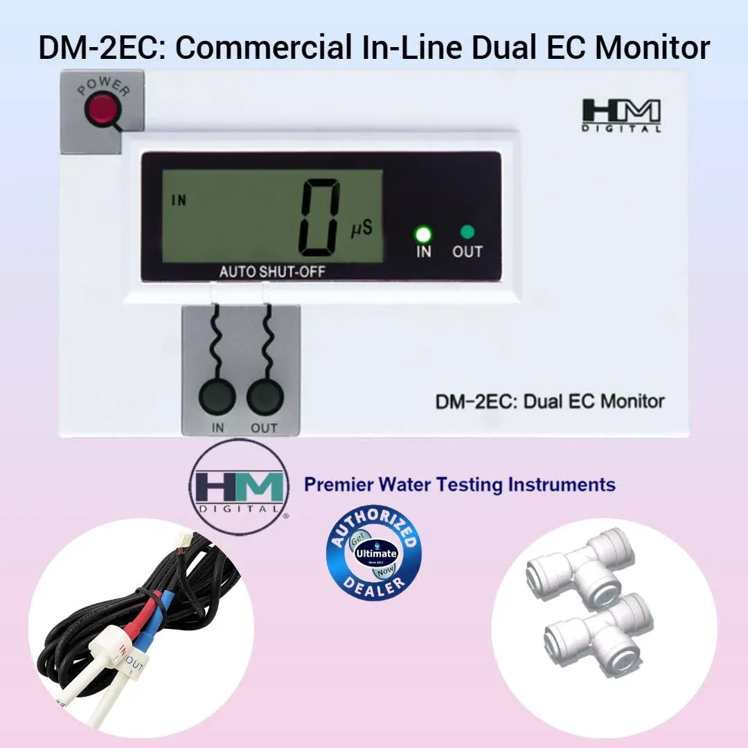 HM Digital DM-2EC **EC** Commercial In-Line Dual Monitor/Meter, 2x1/4&#034; Fittings