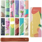 Folkulture Fall Incense Sticks Gift Set - Pack of 12 Insenses (240 Sticks) with Incense Holder - Rose & Geranium, Jasmine, Lavender, Nag Champa, Sandalwood, Patchoulli, Frankincense Inscent