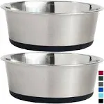 Stainless Steel Metal Dog Bowl Set of 2, Rubber Base, Heavy Duty Feeding Dish...