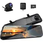 Pelsee P12 Pro 4K Mirror Dash Cam 12'' Rear View Mirror Camera Smart Driving Assistant w/ADAS and BSD 2160p Front and Rear Camera Voice Control Night