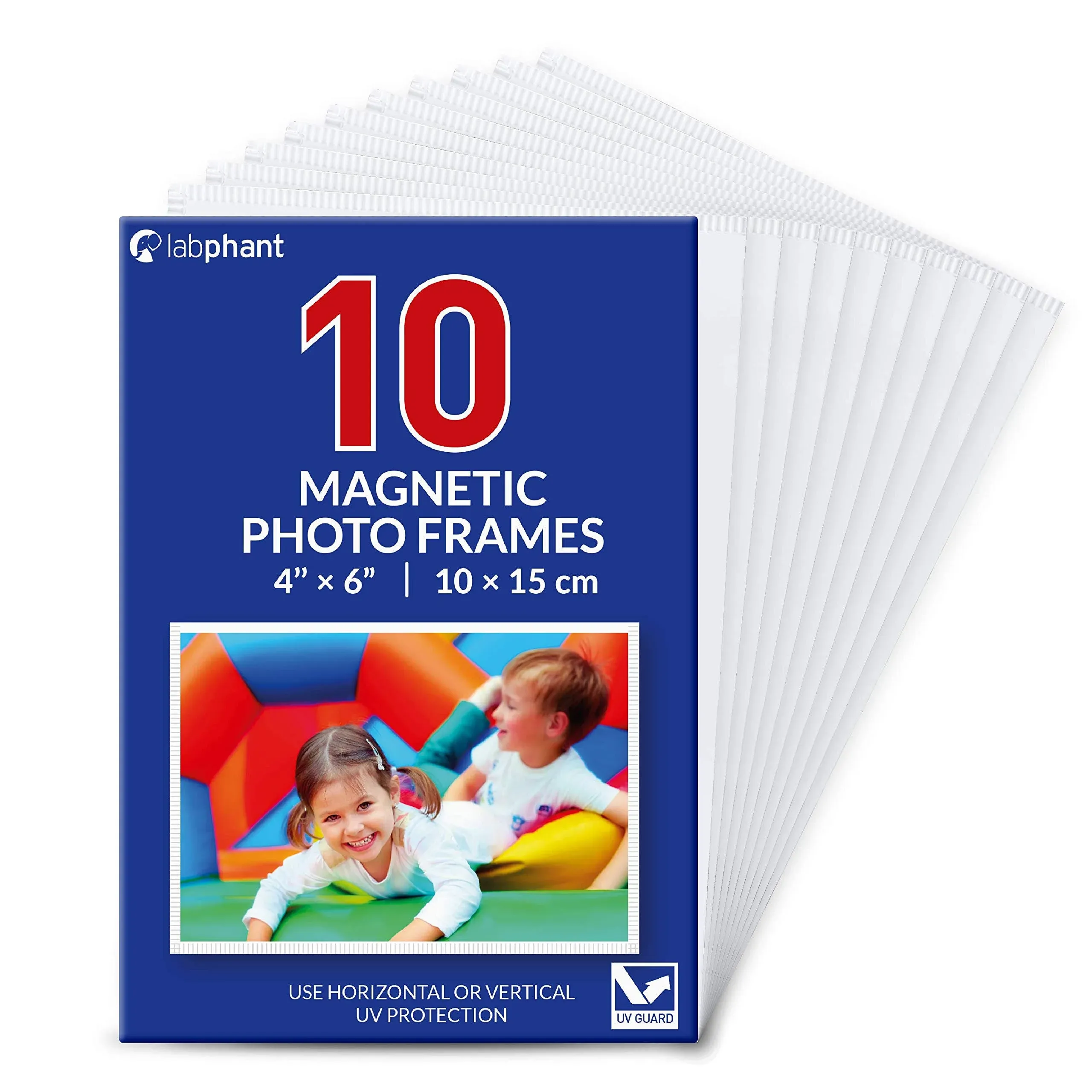 labphant 10 Pack 4x6 Inch Magnetic Picture Frames; Photo Pocket Frames with