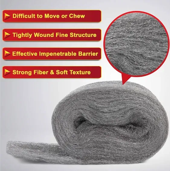 MAPORCH Steel Wool 2 Pack - 3.2"x7.5 Ft Fill Fabric, Gap Blocker, Protects Against Animals in Holes, Pipelines, Wall Cracks, and Vents for Garden, House, Garage