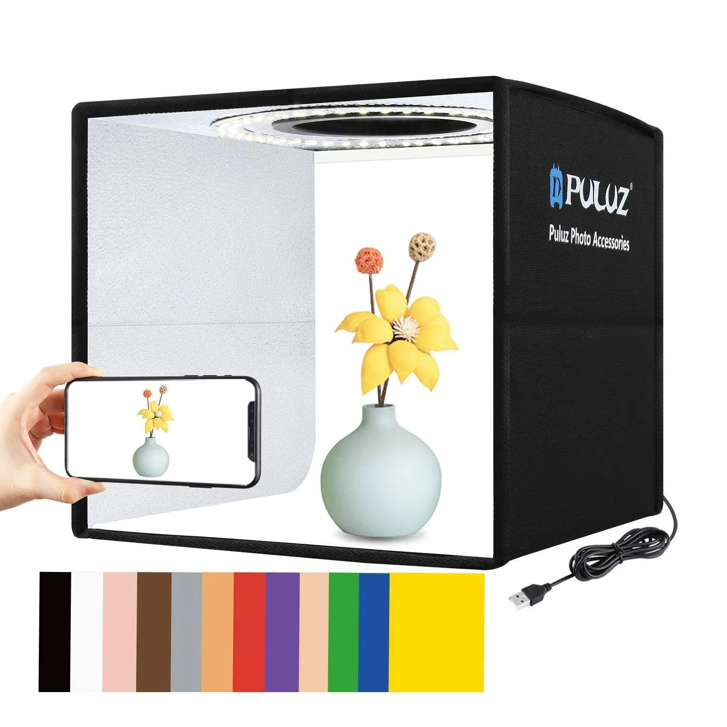 Foldable Photo Box Portable Studio Kit 12 Background Colors LED Dimmable Photogr