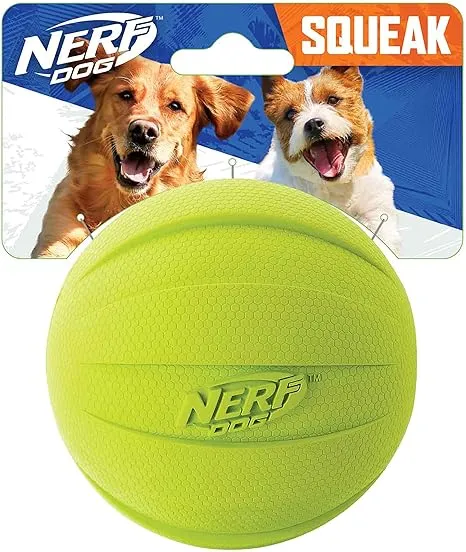 Nerf Dog Squeaker 100% Non Toxic BPA Free Rubber Green Ball Toy One Size NWT