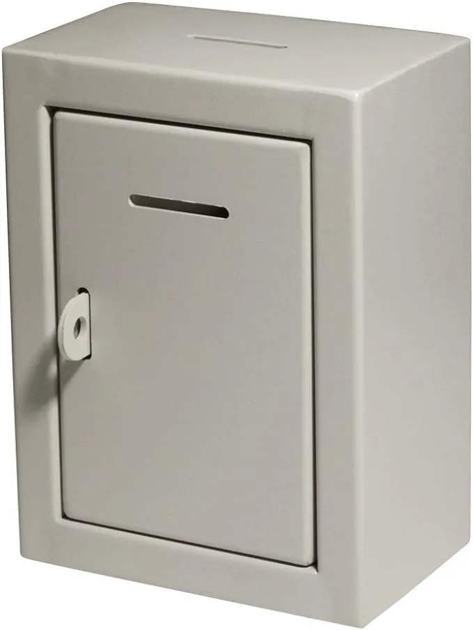 MCB - Classic Metal Box - Donation Box - Comment Box - Secure Collection Box - Ballot Box - Ticket Box - Easy Wall Mounting,(Lock with Padlock Not Included)