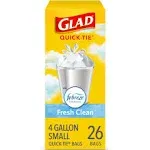 Glad OdorShield Trash Bags, Fresh Clean Scent, 4 Gallon, 26 Trash Bags/Box 78812