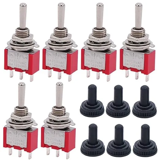 Twidec/6Pcs Mini Momentary Toggle Switch SPDT 3 Position 3 3Pin（ON)-OFF-(<wbr/>ON) 