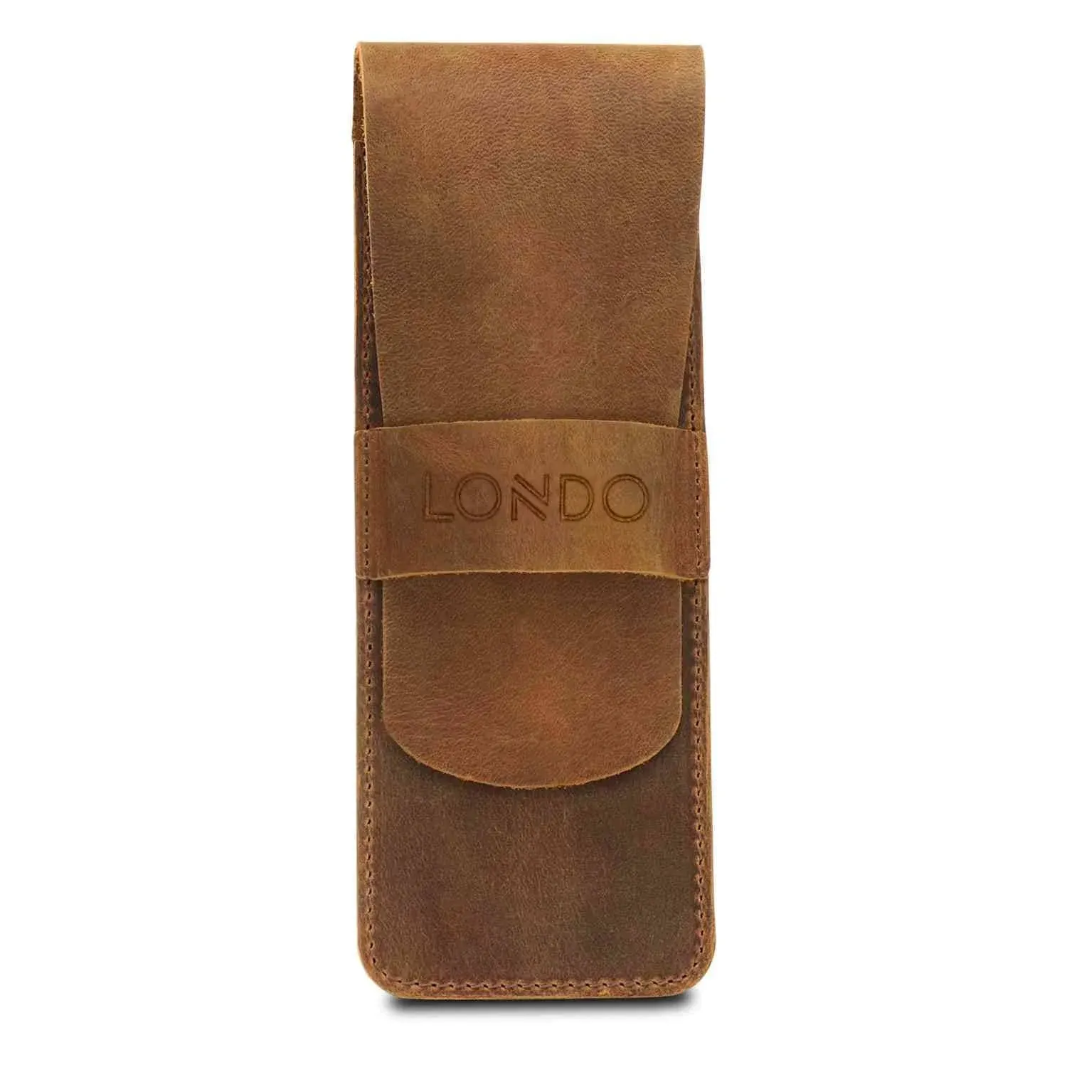 LONDO Genuine Leather Pen and Pencil Case with Tuck in Flap, Stationery Bag