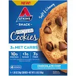 Atkins Chocolate Chip Protein Cookie, Protein Dessert, Rich in Fiber, 3g Net Carb, 1g Sugar, Keto Friendly, 4 Count