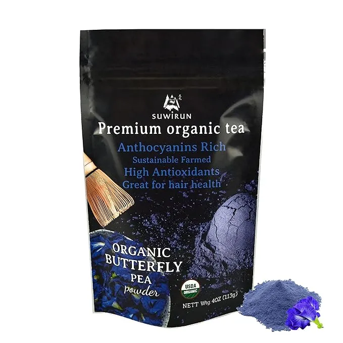 Suwirun Organic Butterfly Pea Powder 4oz | Non GMO Vegan Natural Food Coloring ...