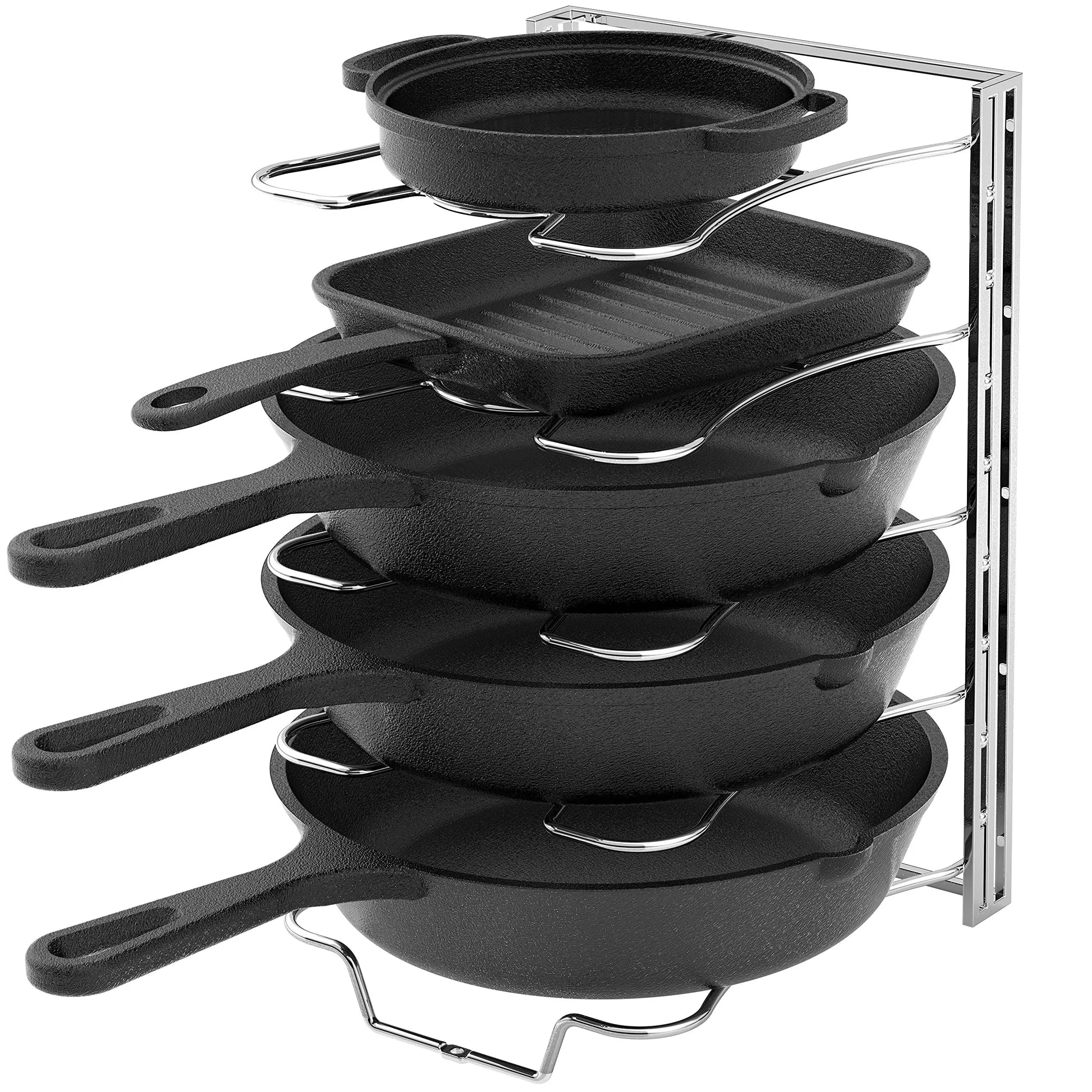 Simple Houseware 5 Adjustable Pot and Pan Organizer Rack Chrome Adjustable