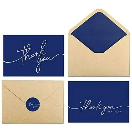 BGTCARDS Thank You Cards with Envelopes, 30 Navy Blue Thank You Cards, 4 inch x 6 ...