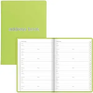 Rediform Letts Dazzle A5 Address Book, White Paper, 192 Pages, 8.25 x 5.75 x 0.375 Inches, Pear (B090048)