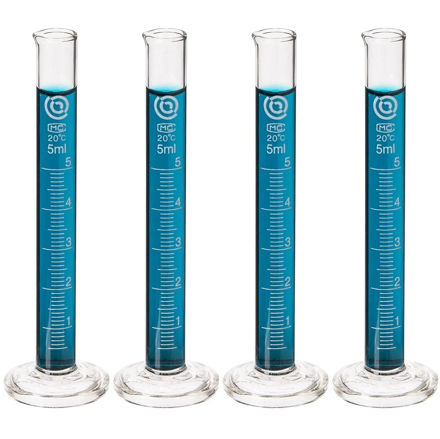 Brybelly Glass Graduated Cylinders 4-Pack, 5ml