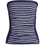 Lands' End Women's Plus Size Chlorine Resistant Bandeau Tankini Swimsuit Top with Removable Adjustable Straps - 18W - Deep Sea Navy