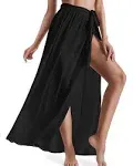 Eicolorte Beach Sarong Pareo Womens Semi-Sheer Swimwear Cover Ups Short Skirt with Tassels