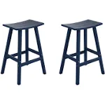 Westintrends Malibu 29 inch Outdoor Bar Stools Set of 2, All Weather Resistant Poly Lumber Adirondack Bar Height Stools, Navy Blue