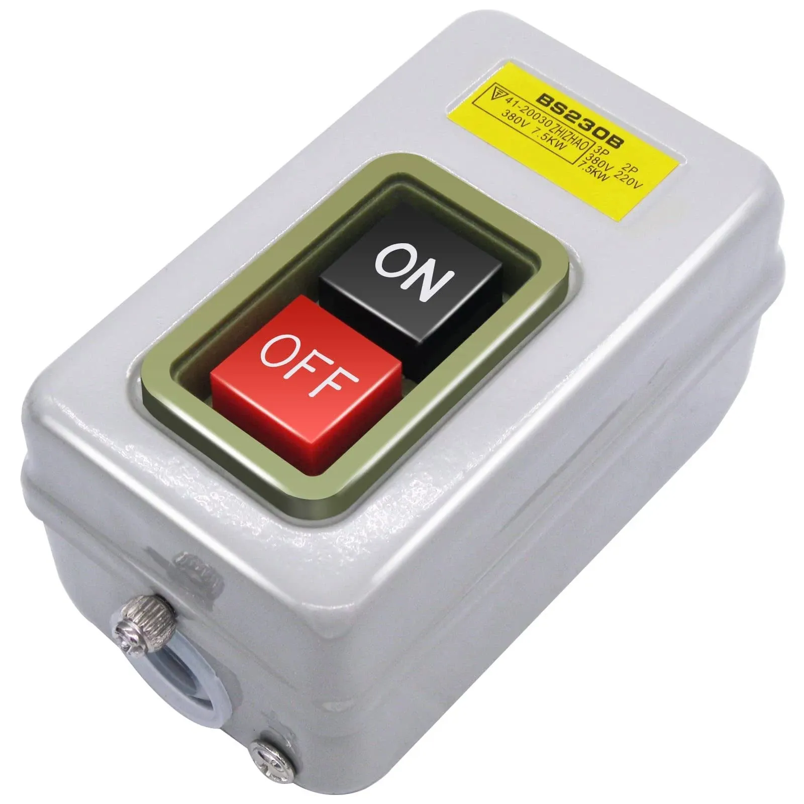 mxuteuk AC 220 V/380 V interruptor de botón de encendido y apagado interruptor de parada de arranque 3 fases auto bloqueo eléctrico estación de