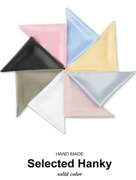 Selected Hanky 100% Pure Silk Pocket Square Solid Color