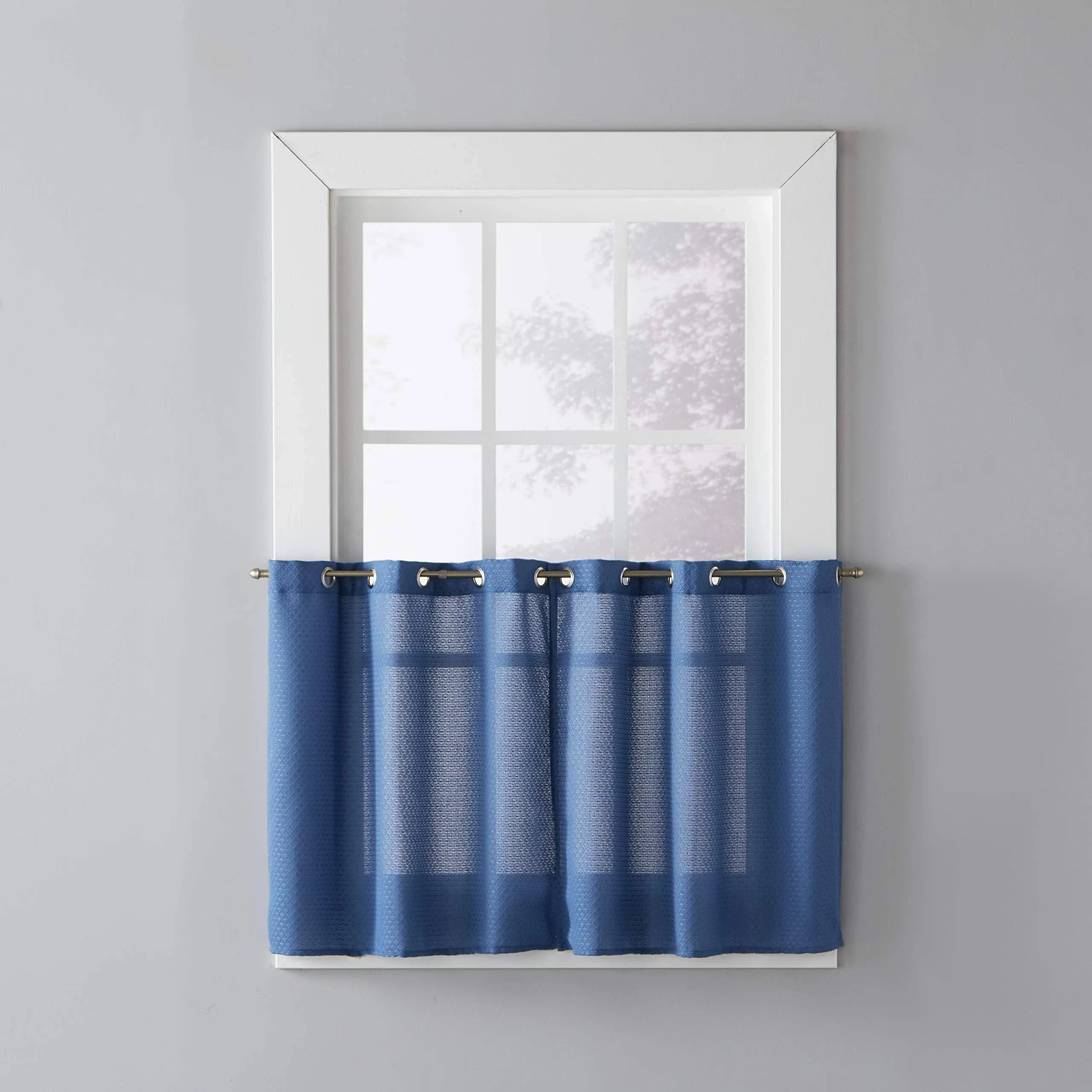 SKL Home Trio Curtain Tier Pair, 56 Inches x 24 Inches, Denim Blue