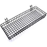 Black Metal Wire Hanging Basket, Multifunction Creative Mesh Wall Grid Holder Storage Organizer Plant Holder Shelf Flower Pots Black Coated